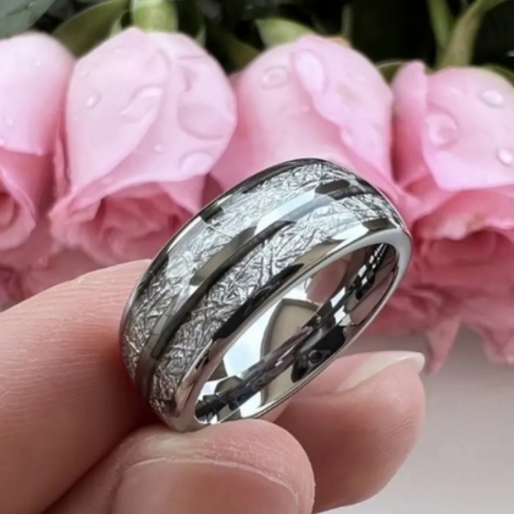 8mm Stainless Steel Band Silver Ring Size 10